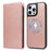 For iPhone 16 Pro Max Magnetic Case Detachable 2 in 1 Leather Wallet Phone Cover - Rose Gold - 5