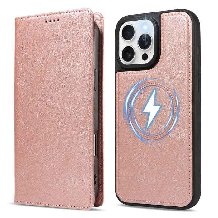 For iPhone 16 Pro Max Magnetic Case Detachable 2 in 1 Leather Wallet Phone Cover - Rose Gold - 5