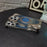 For iPhone 16 Pro Case Magnetic Kickstand Carbon Fiber Texture PC + Metal Protective Cover - Desert Gold - 6