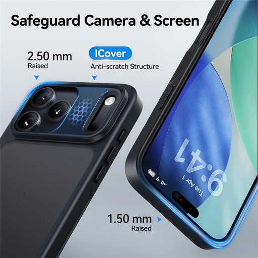 CASEKOO for iPhone 18 Pro Max / 17 Pro Max Case PC + TPU Matte Finish Anti-Fingerprint Phone Cover - Black - 2
