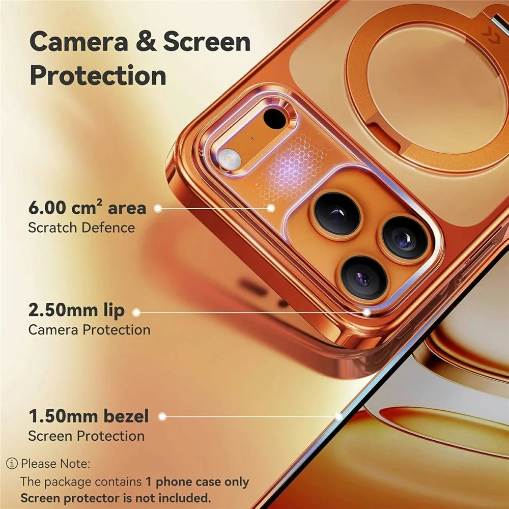 CASEKOO for iPhone 18 Pro Max  / 17 Pro Max Case Rotating Magnetic Kickstand TPE + TPU Shockproof Phone Cover - Orange - 3
