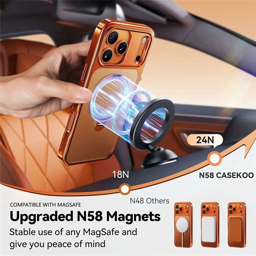 CASEKOO for iPhone 18 Pro Max  / 17 Pro Max Case Rotating Magnetic Kickstand TPE + TPU Shockproof Phone Cover - Orange - 7