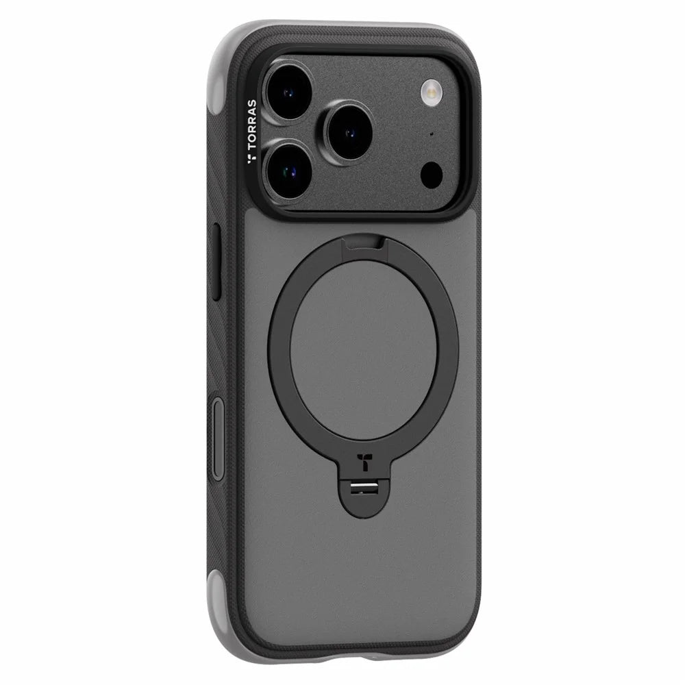 TORRAS Ostand Q3 Rugged Series for iPhone 18 Pro Max / 17 Pro Max Magnetic Case Rotating Kickstand TPU + PC Phone Cover - Black - 1