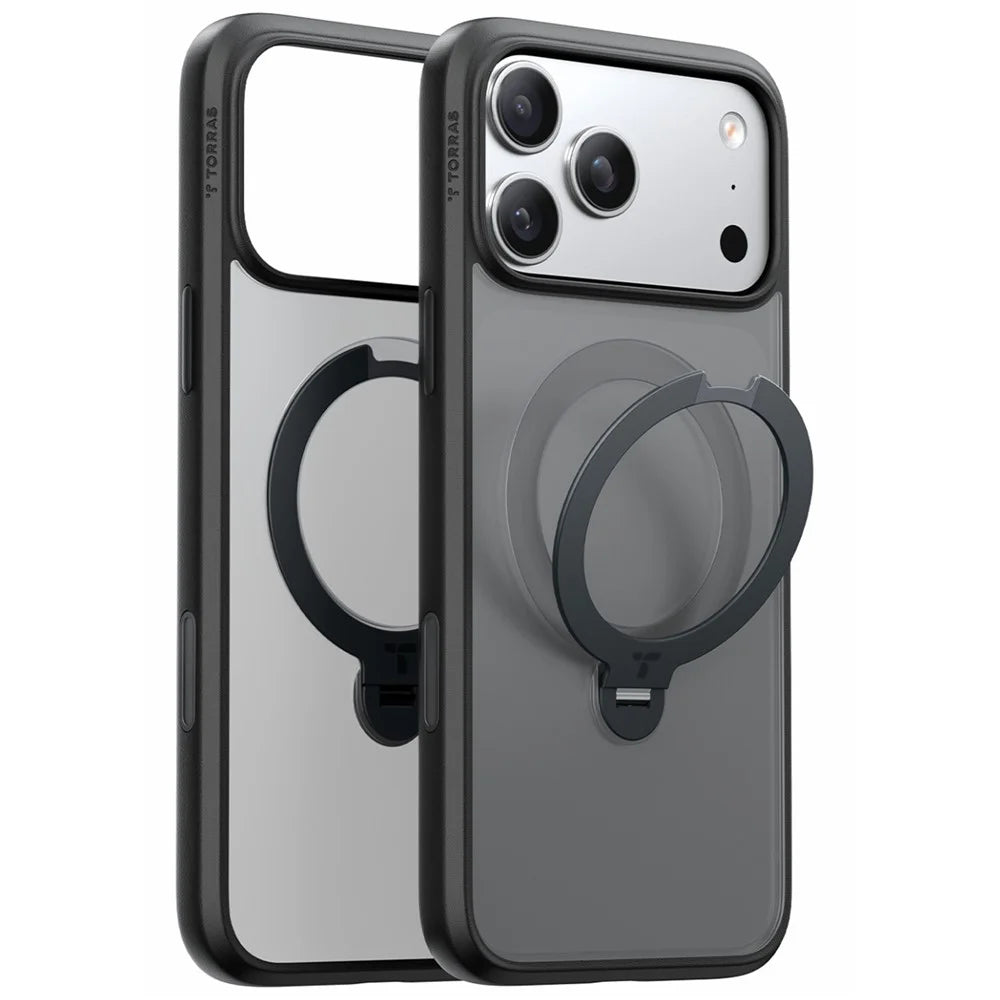 TORRAS Ostand Q3 Spin Series For 18 Pro Max / 17 Pro Max Case Magnetic Rotating Kickstand PC + TPU Phone Cover - Black - 1