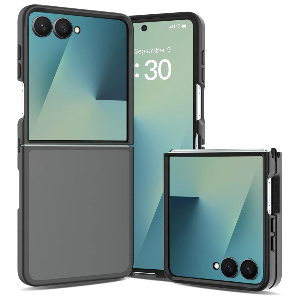 For Samsung Galaxy Z Flip8 Case Skin Touch TPU Frame Acrylic Back Phone Cover - Black - 1