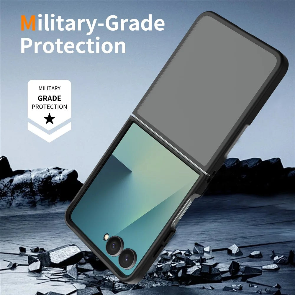 For Samsung Galaxy Z Flip8 Case Skin Touch TPU Frame Acrylic Back Phone Cover - Black - 5