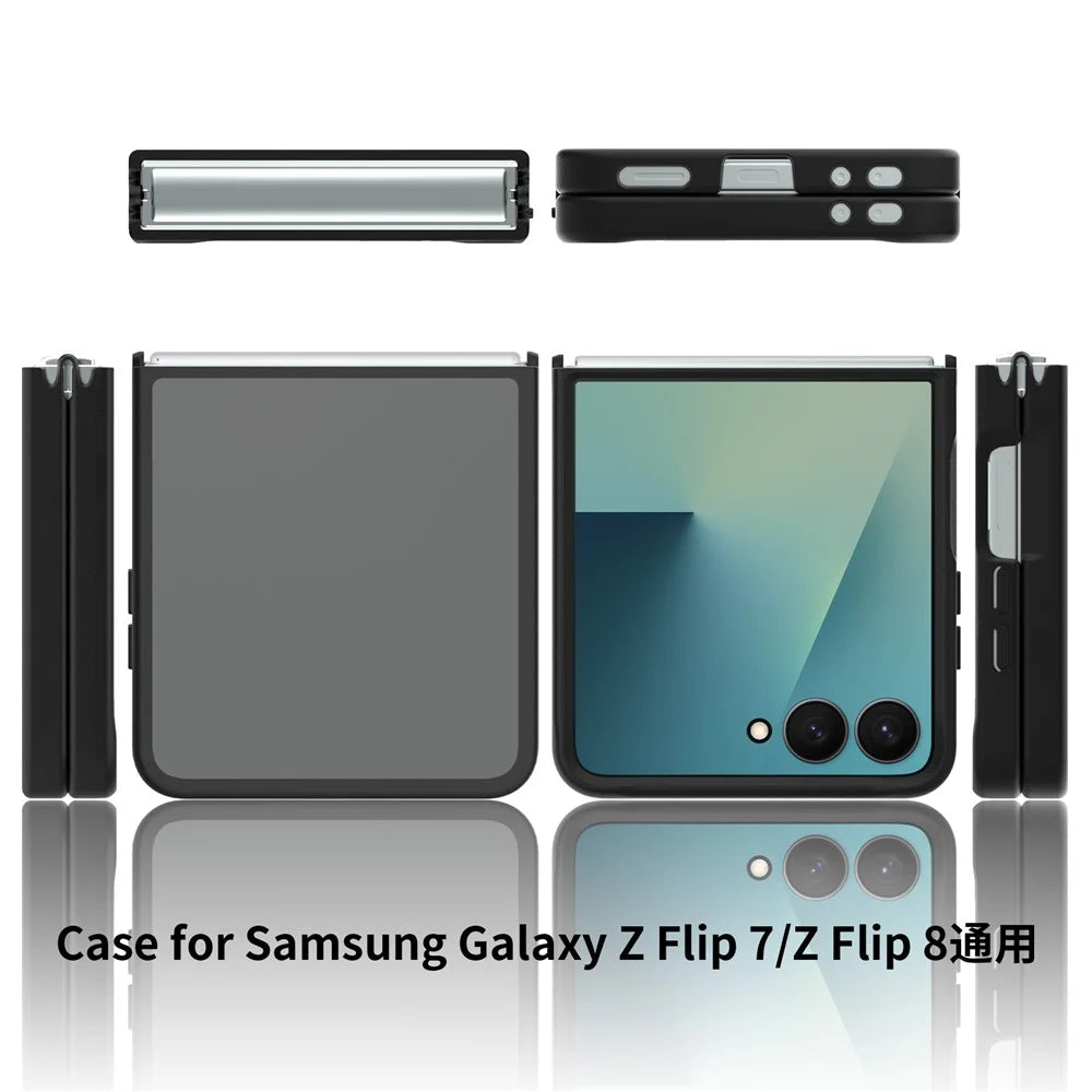 For Samsung Galaxy Z Flip8 Case Skin Touch TPU Frame Acrylic Back Phone Cover - Black - 7