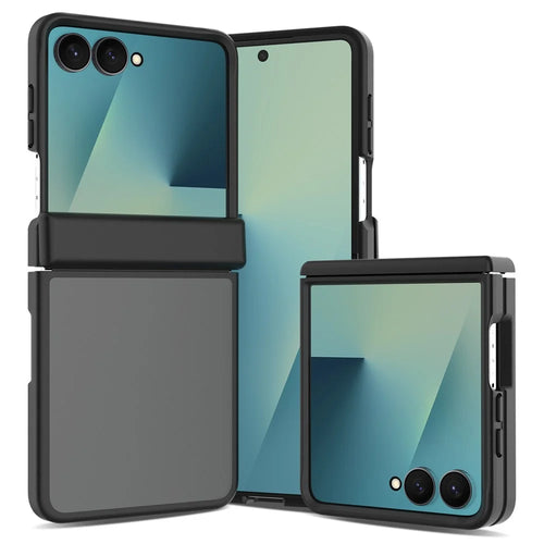 For Samsung Galaxy Z Flip8 Case Hinge Protection Translucent Matte TPU + Acrylic Phone Cover - Black - 1