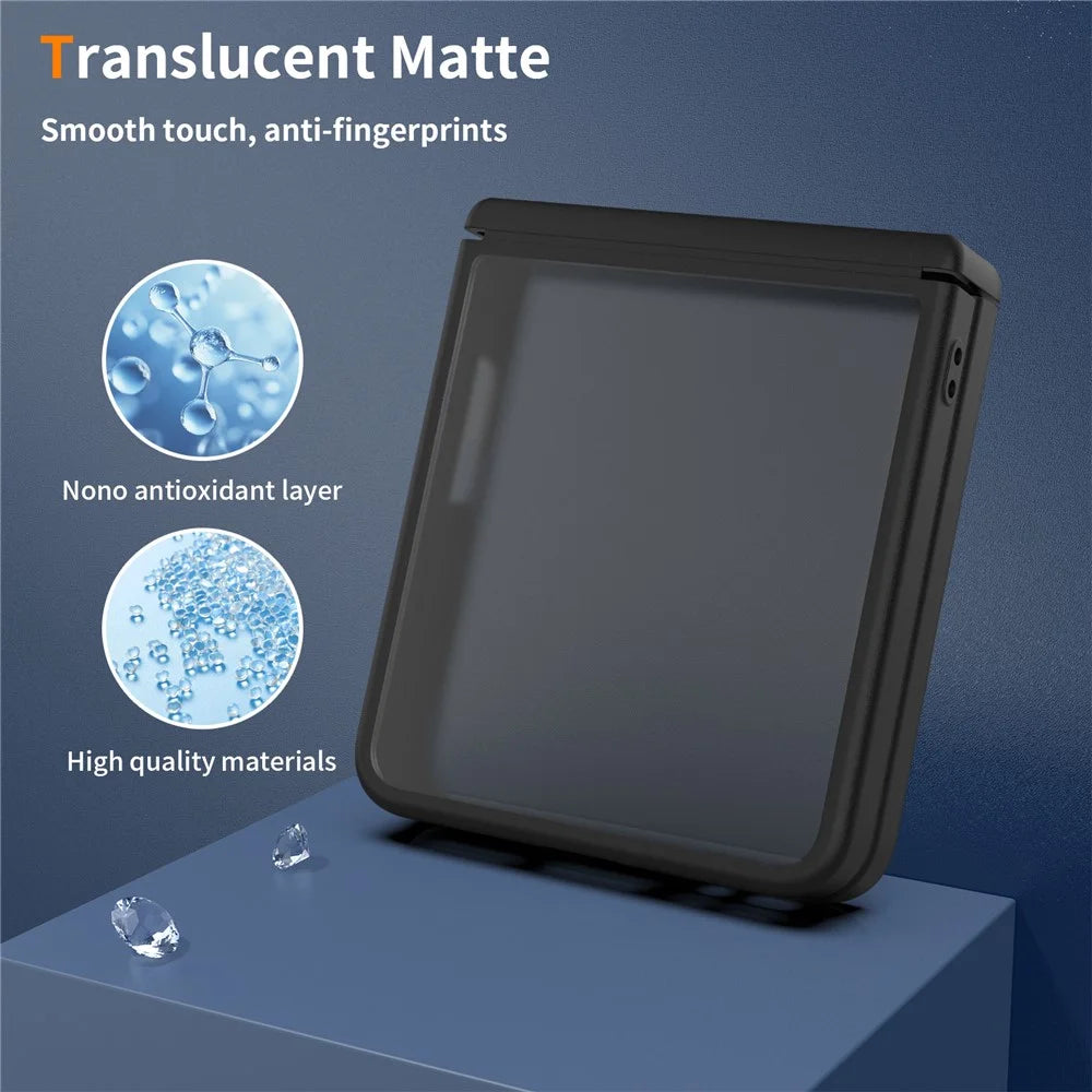 For Samsung Galaxy Z Flip8 Case Hinge Protection Translucent Matte TPU + Acrylic Phone Cover - Black - 4