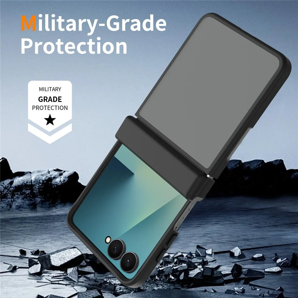 For Samsung Galaxy Z Flip8 Case Hinge Protection Translucent Matte TPU + Acrylic Phone Cover - Black - 6