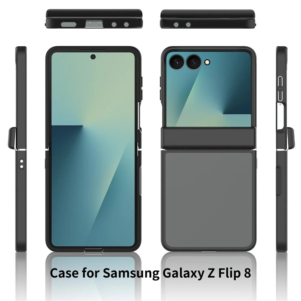For Samsung Galaxy Z Flip8 Case Hinge Protection Translucent Matte TPU + Acrylic Phone Cover - Black - 7
