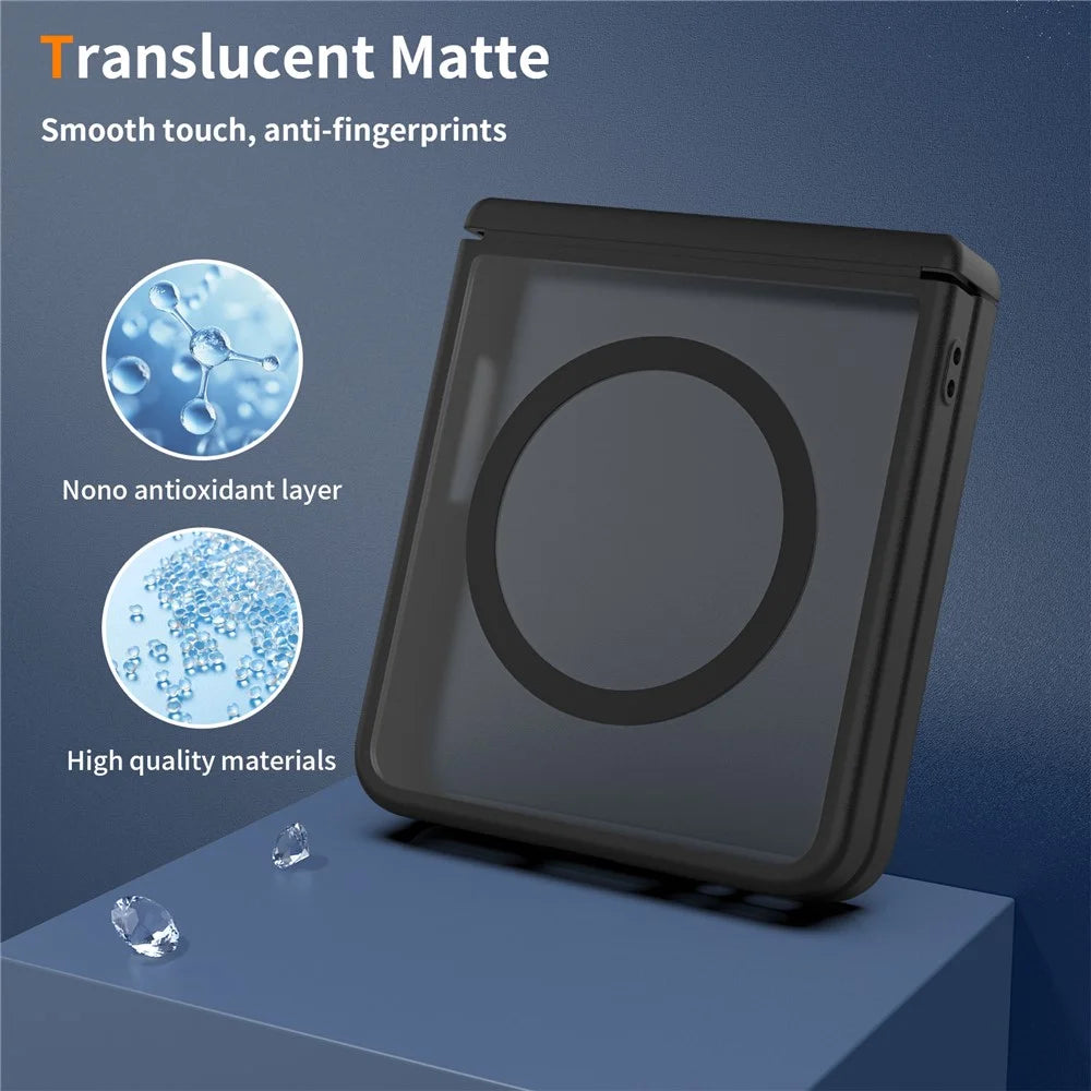 For Samsung Galaxy Z Flip8 Magnetic Case Hinge Protection TPU + Acrylic Translucent Phone Cover - Black - 4