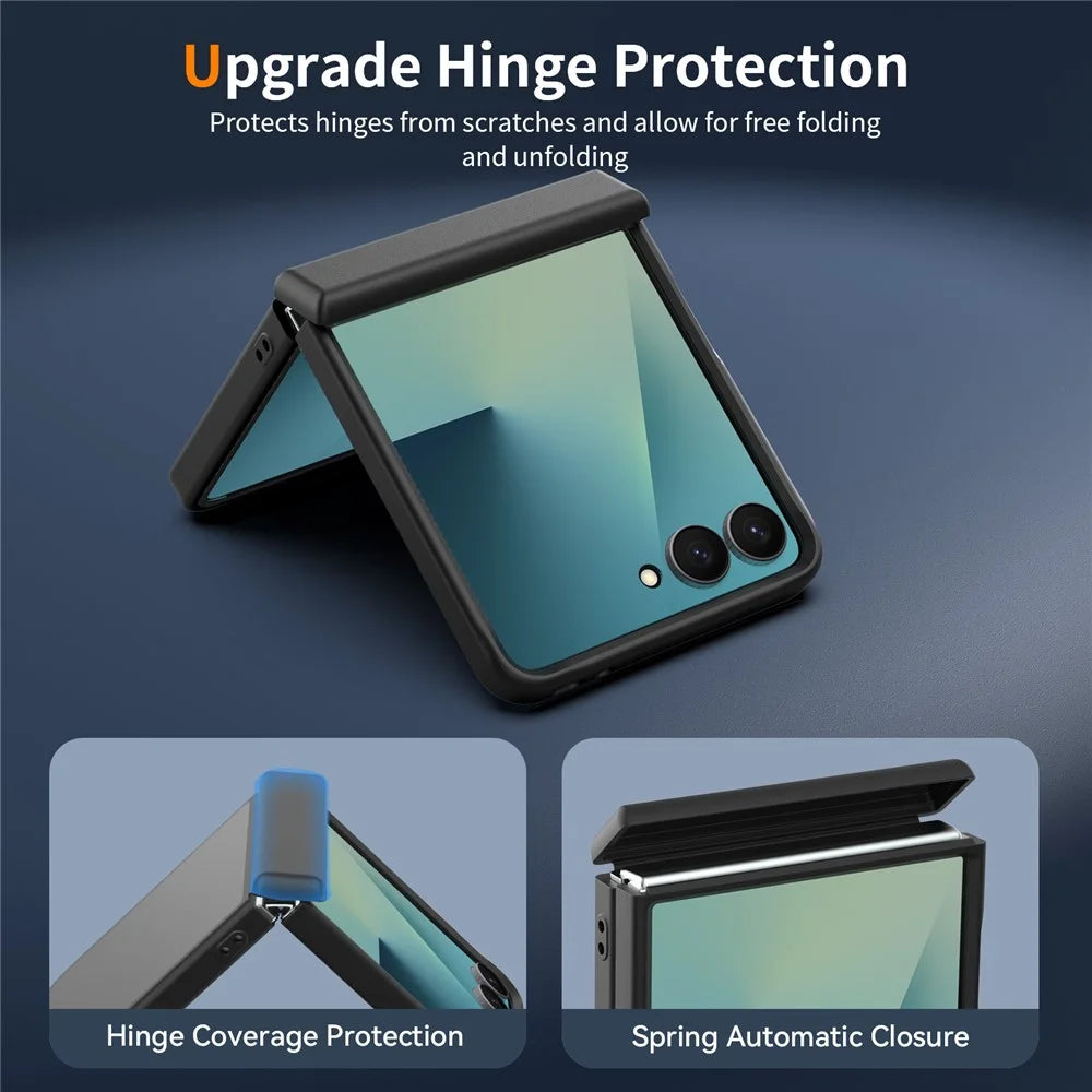 For Samsung Galaxy Z Flip8 Magnetic Case Hinge Protection TPU + Acrylic Translucent Phone Cover - Black - 5