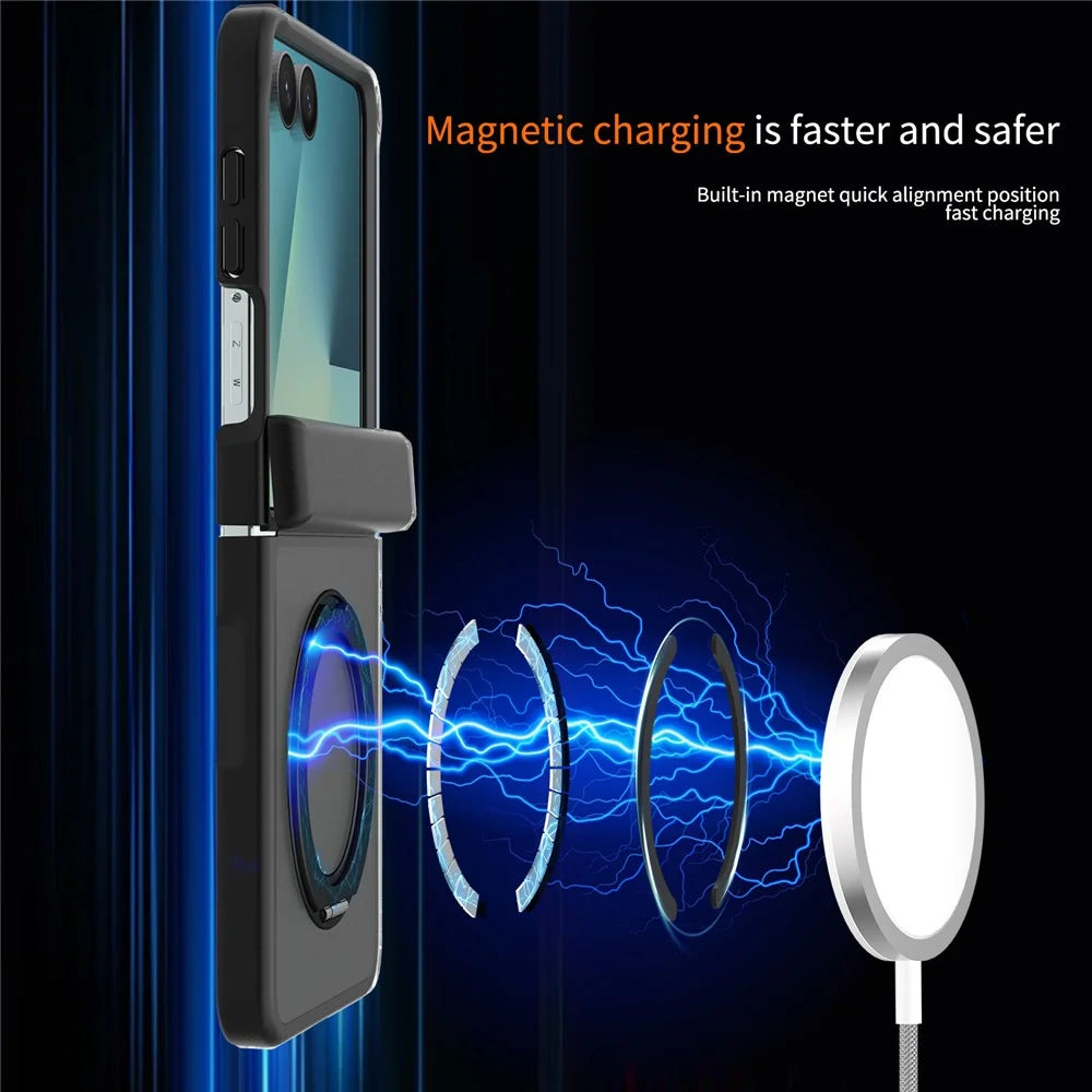 For Samsung Galaxy Z Flip8 Case Rotating Magnetic Kickstand TPU + Acrylic Skin-feel Phone Cover - Black - 6