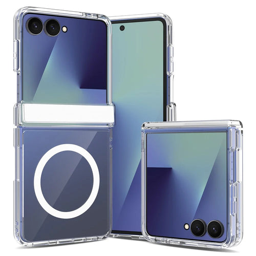 For Samsung Galaxy Z Flip8 Magnetic Case Hinge Protection TPU + Acrylic Clear Phone Cover - Transparent - 1