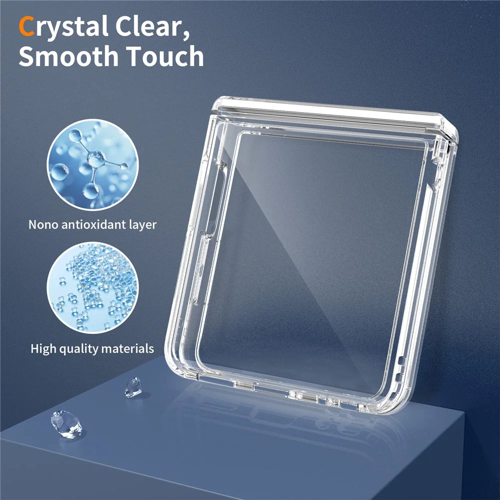 For Samsung Galaxy Z Flip8 Case Hinge Protection TPU Frame Acrylic Back Crystal Clear Phone Cover - Transparent - 4