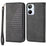 For Realme 10 4G Imprinted Rhombus Pattern PU Leather Phone Case Calf Texture Magnetic Auto-absorbed Wallet Stand Cover - Black - 1