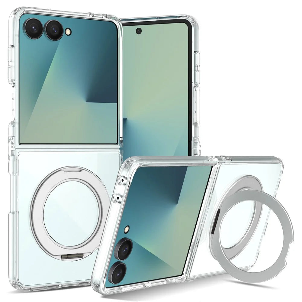 For Samsung Galaxy Z Flip8 Magnetic Case 2.0mm Scratch Resistant TPU + PC Phone Cover - Transparent - 1