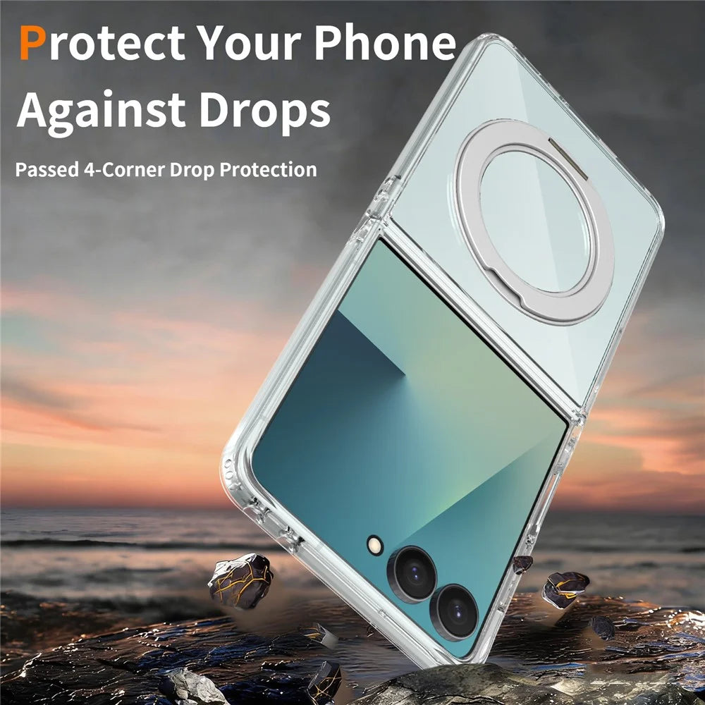 For Samsung Galaxy Z Flip8 Magnetic Case 2.0mm Scratch Resistant TPU + PC Phone Cover - Transparent - 2