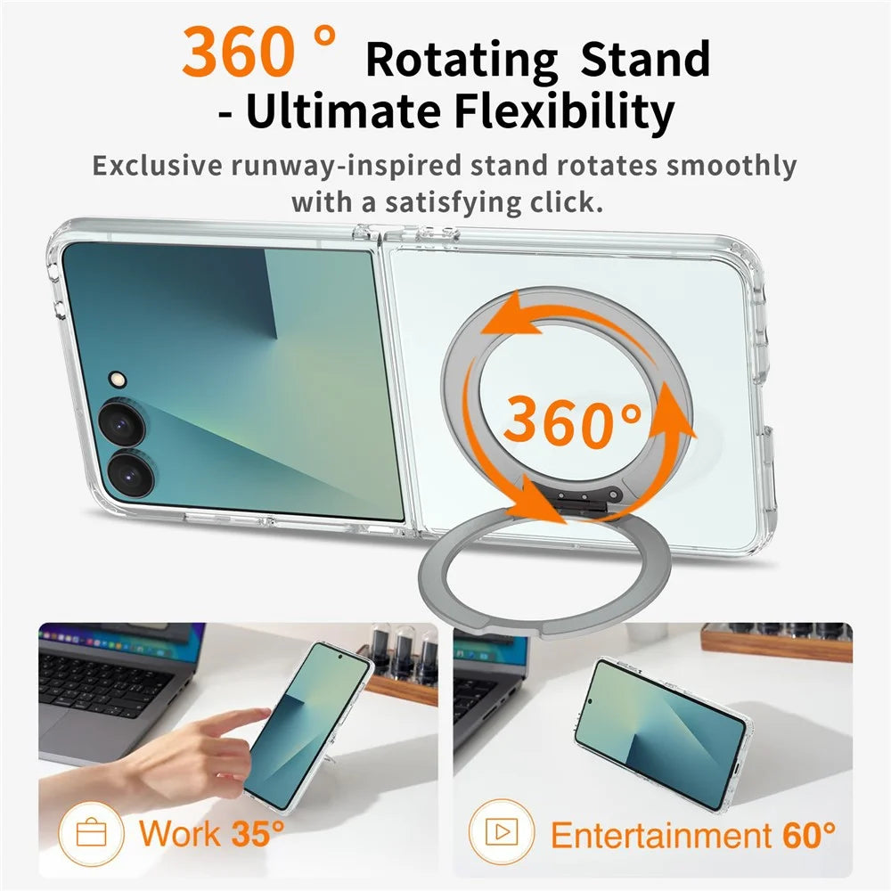For Samsung Galaxy Z Flip8 Magnetic Case 2.0mm Scratch Resistant TPU + PC Phone Cover - Transparent - 4
