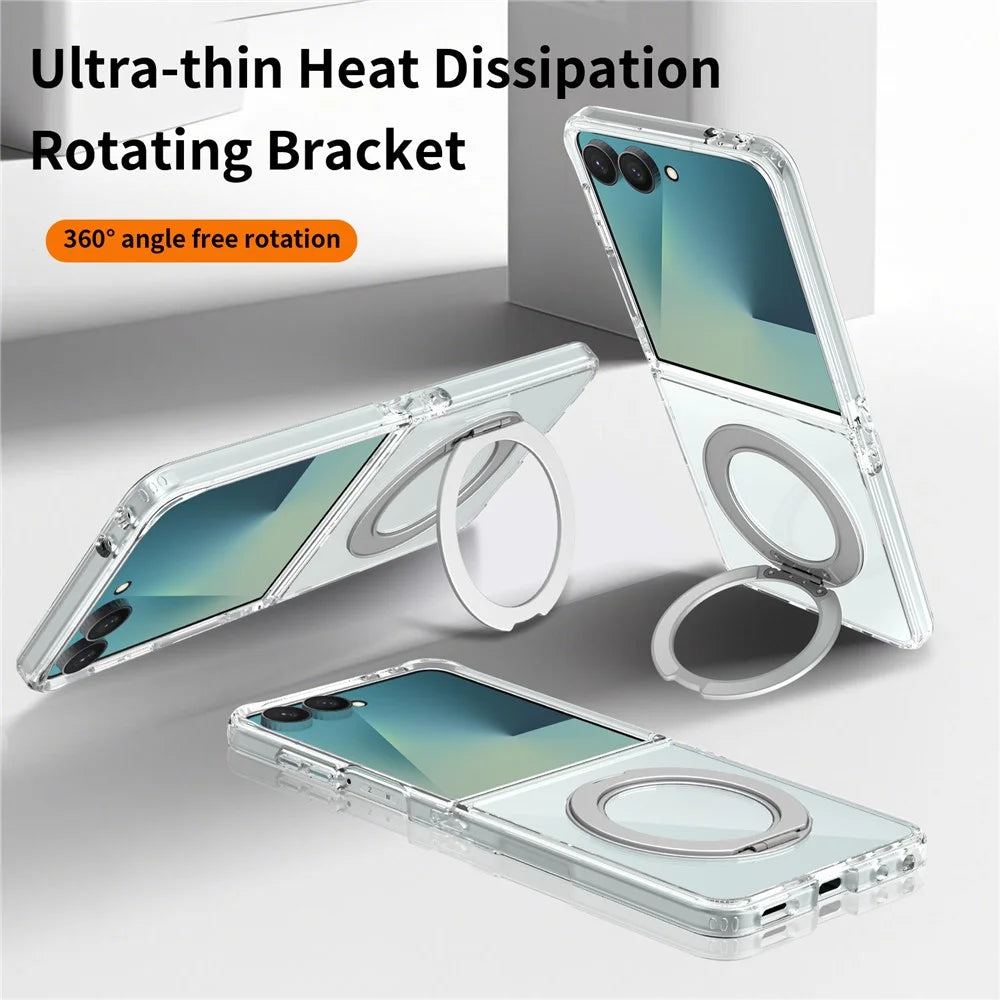 For Samsung Galaxy Z Flip8 Magnetic Case 2.0mm Scratch Resistant TPU + PC Phone Cover - Transparent - 5