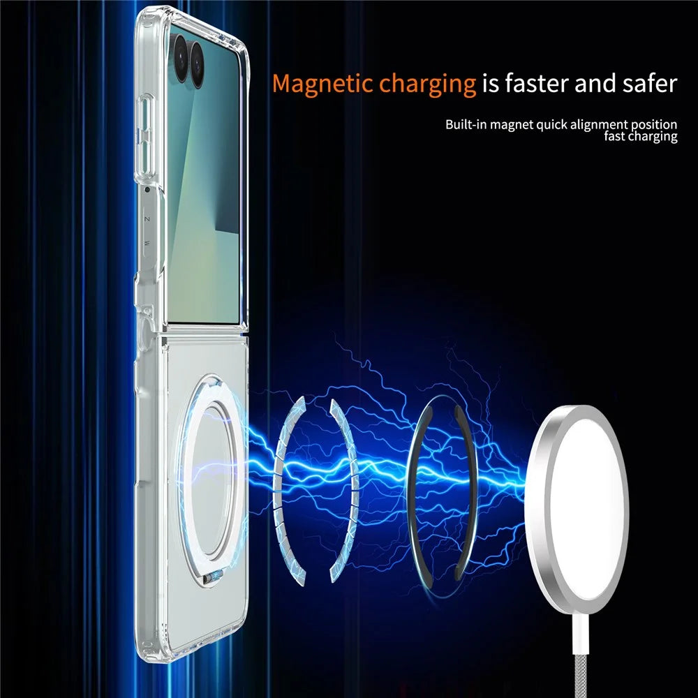 For Samsung Galaxy Z Flip8 Magnetic Case 2.0mm Scratch Resistant TPU + PC Phone Cover - Transparent - 6