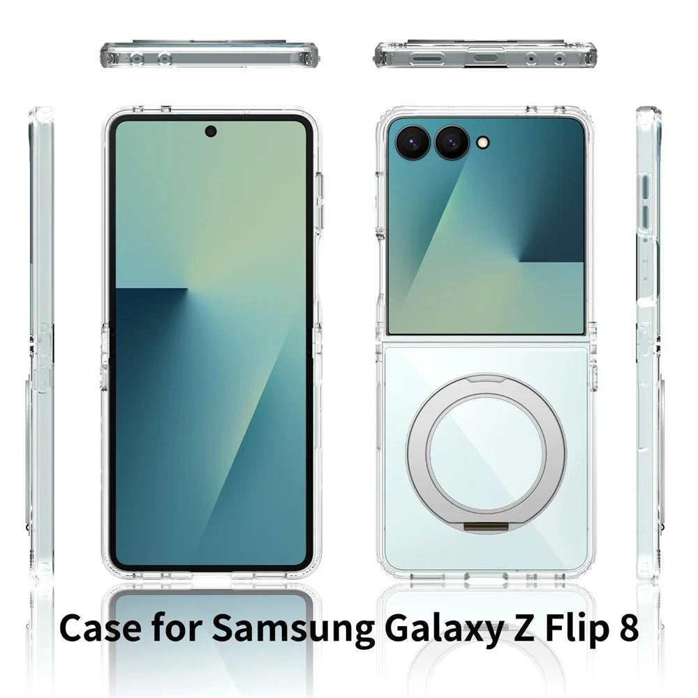 For Samsung Galaxy Z Flip8 Magnetic Case 2.0mm Scratch Resistant TPU + PC Phone Cover - Transparent - 7