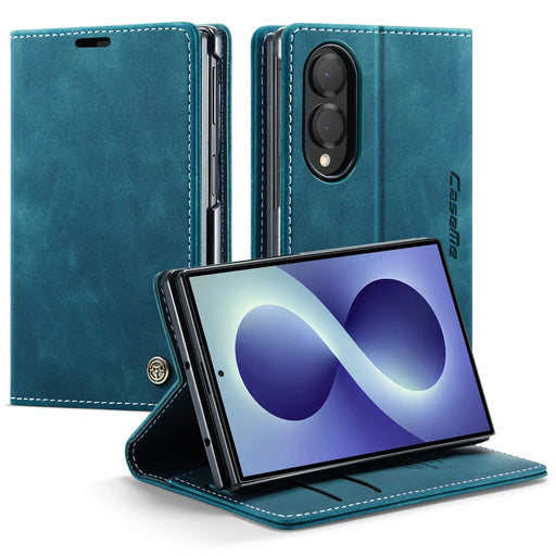 CASEME for Samsung Galaxy Z Fold8 Wallet Case  013 Series PU Leather Phone Cover Stand - Blue - 1
