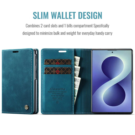 CASEME for Samsung Galaxy Z Fold8 Wallet Case  013 Series PU Leather Phone Cover Stand - Blue - 2
