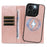 For iPhone 15 Pro Magnetic Case Detachable 2 in 1 Leather Wallet Phone Cover - Rose Gold - 2