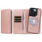 For iPhone 15 Pro Magnetic Case Detachable 2 in 1 Leather Wallet Phone Cover - Rose Gold - 6
