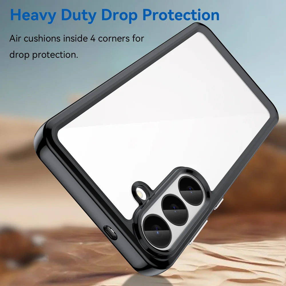 WANLONFENG for Samsung Galaxy S26 FE Phone Case  XC Series TPU Acrylic Cover with Tempered Glass (Big Lens Hole) - Black - 4