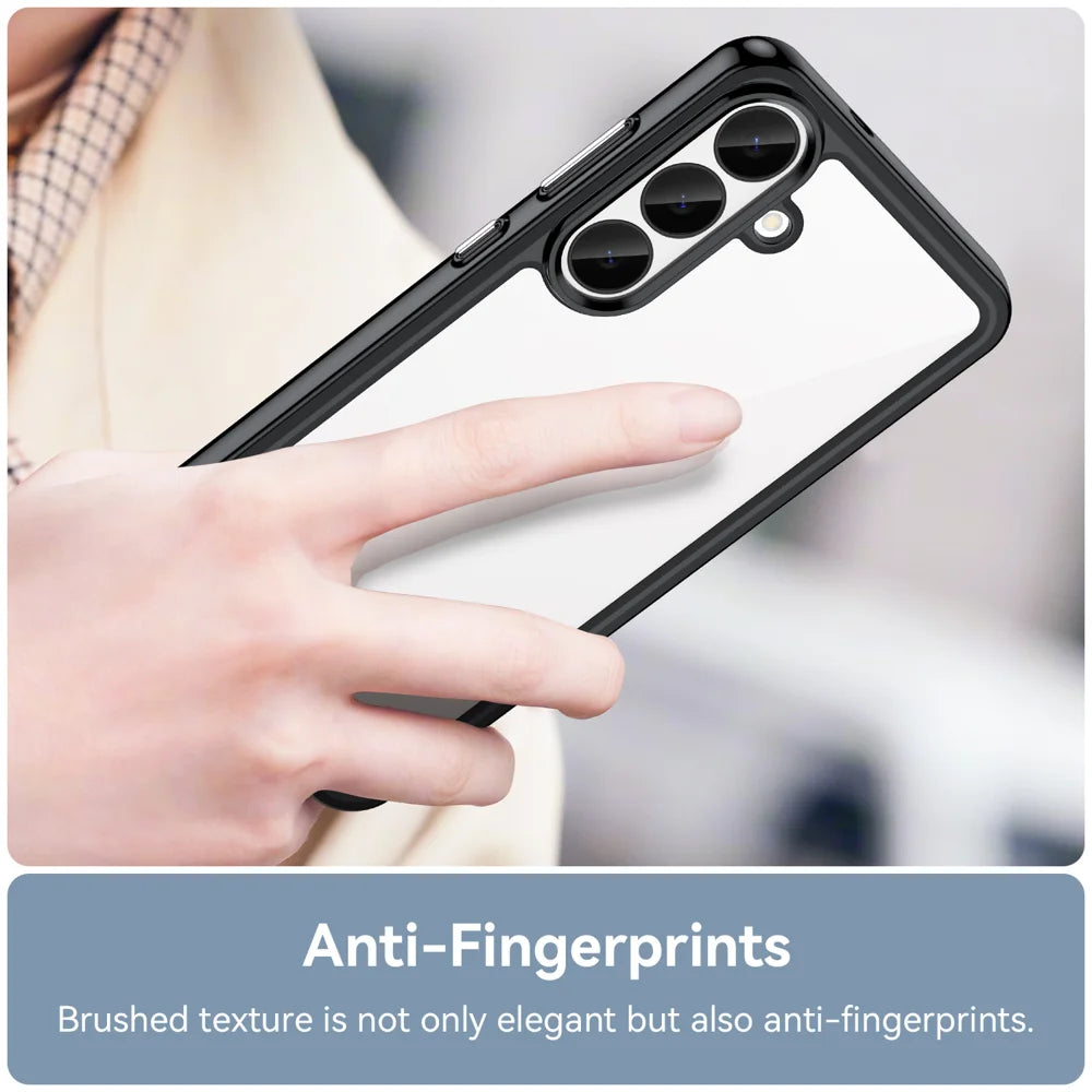 WANLONFENG for Samsung Galaxy S26 FE Phone Case  XC Series TPU Acrylic Cover with Tempered Glass (Big Lens Hole) - Black - 6
