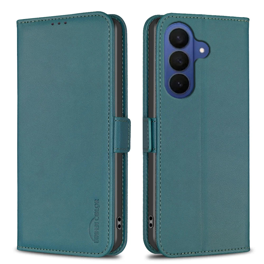 BINFEN COLOR for Samsung Galaxy A18 5G / Galaxy A17 5G / Galaxy A17 4G / Galaxy A26 5G / Galaxy A18 4G Case  BF31 PU Leather Flip Folio Phone Wallet Cover - Green - 1