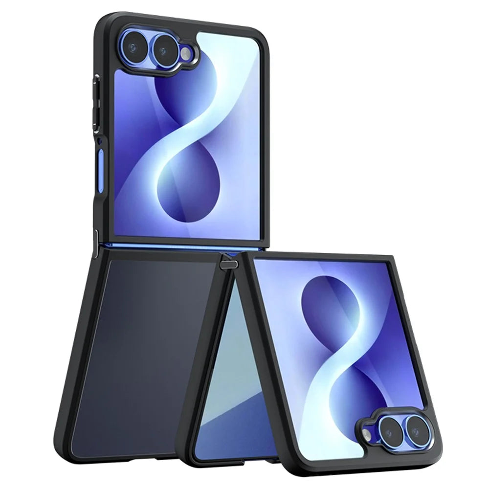 For Samsung Galaxy Z Flip8 Case Skin-Touch TPU + PC Matte Phone Back Cover - Transparent Black - 1