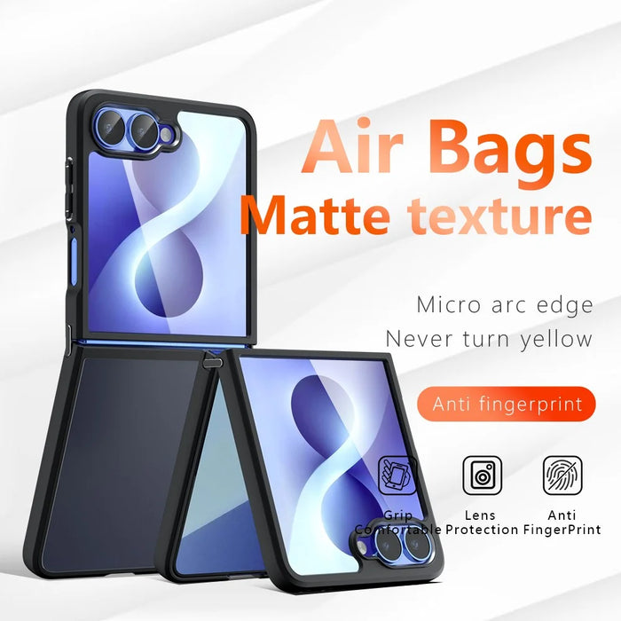 For Samsung Galaxy Z Flip8 Case Skin-Touch TPU + PC Matte Phone Back Cover - Transparent Black - 4
