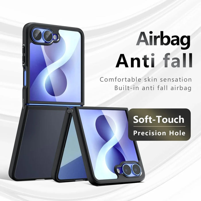 For Samsung Galaxy Z Flip8 Case Skin-Touch TPU + PC Matte Phone Back Cover - Transparent Black - 5