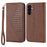 For Samsung Galaxy A54 5G Imprinted Rhombus Pattern Calf Texture Phone Cover Shell PU Leather Wallet Stand Magnetic Closure Case - Brown - 1