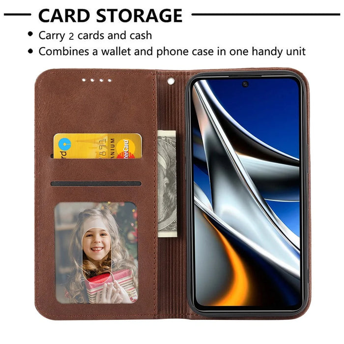 For Samsung Galaxy A54 5G Imprinted Rhombus Pattern Calf Texture Phone Cover Shell PU Leather Wallet Stand Magnetic Closure Case - Brown - 2