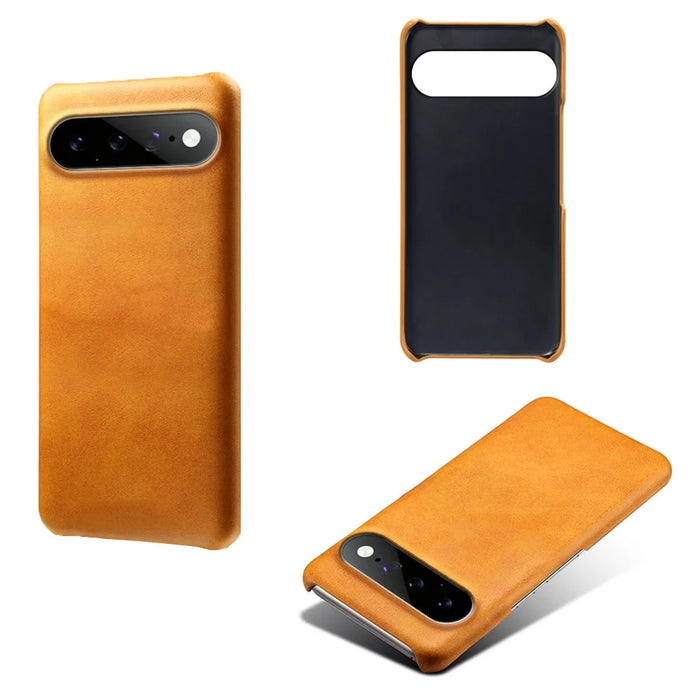For Google Pixel 11 Pro XL Case Calf Texture PU Leather Hard PC Protective Phone Cover - Orange - 2