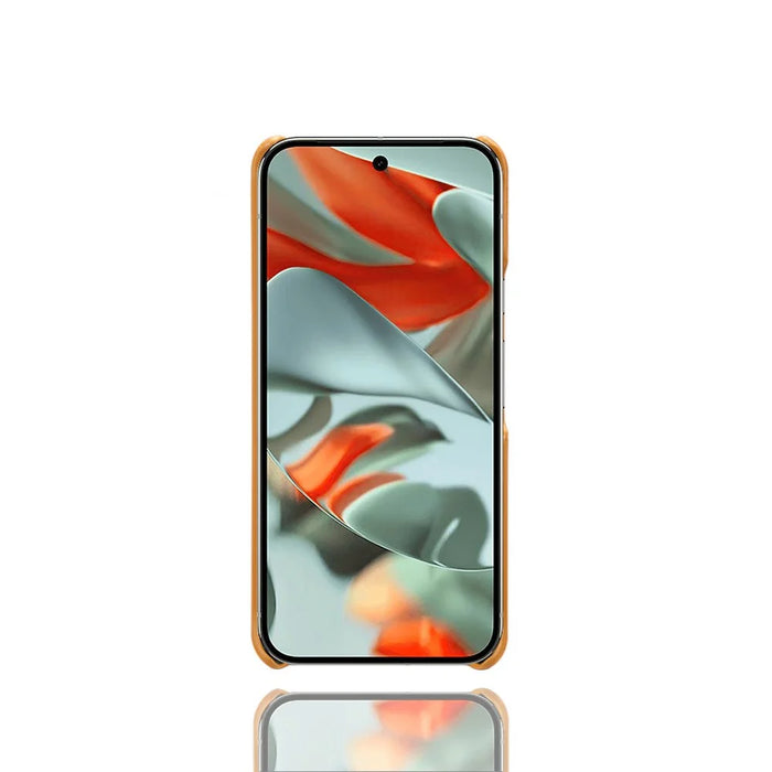For Google Pixel 11 Pro XL Case Calf Texture PU Leather Hard PC Protective Phone Cover - Orange - 4