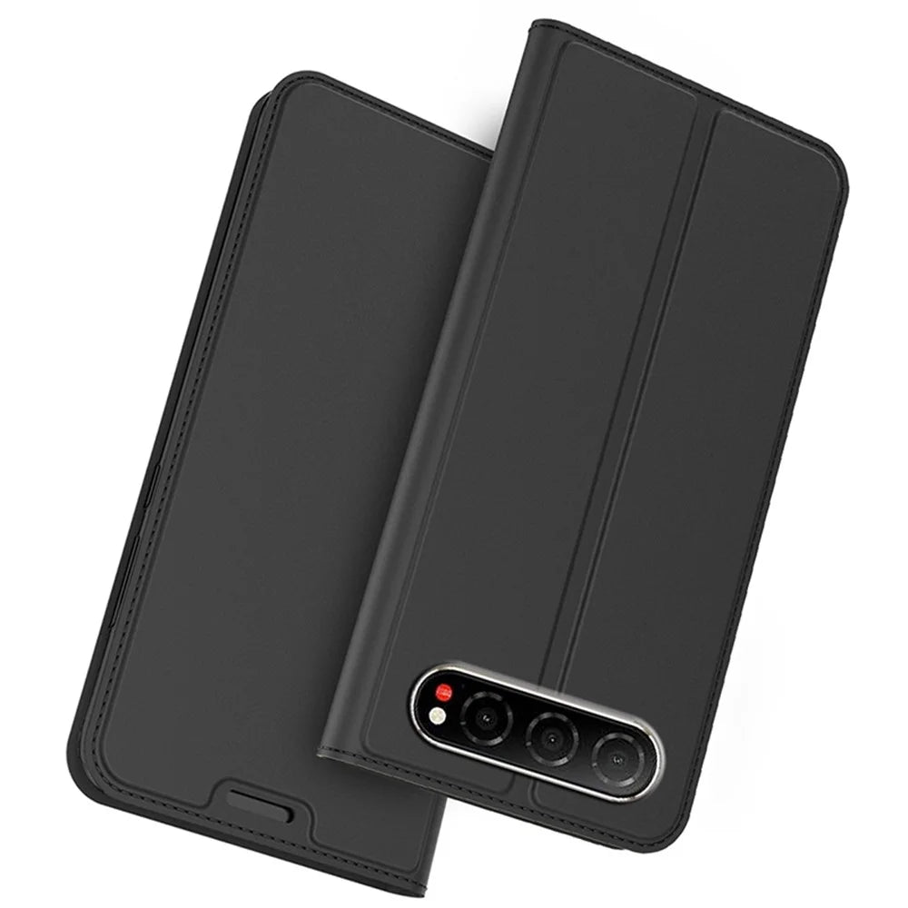 For ZTE nubia Air Pro 5G Case PU Leather Phone Cover with Card Holder Stand - Black - 1