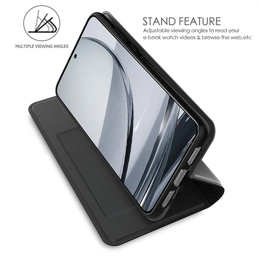 For ZTE nubia Air Pro 5G Case PU Leather Phone Cover with Card Holder Stand - Black - 2