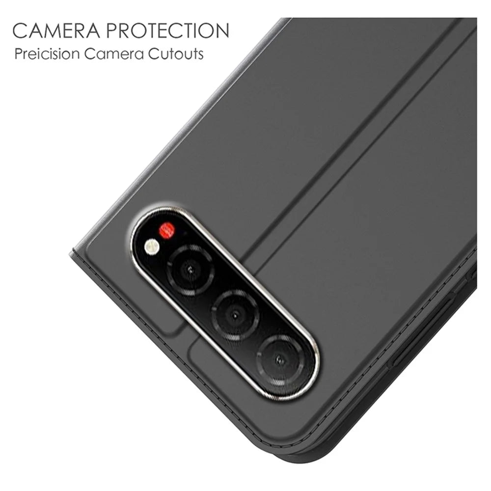 For ZTE nubia Air Pro 5G Case PU Leather Phone Cover with Card Holder Stand - Black - 6