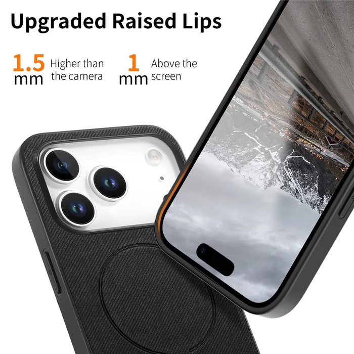 For iPhone 18 Pro Max / 17 Pro Max Magnetic Case Cloth Texture PC + TPU + PU Leather Anti-Scratch Phone Cover - Black - 4