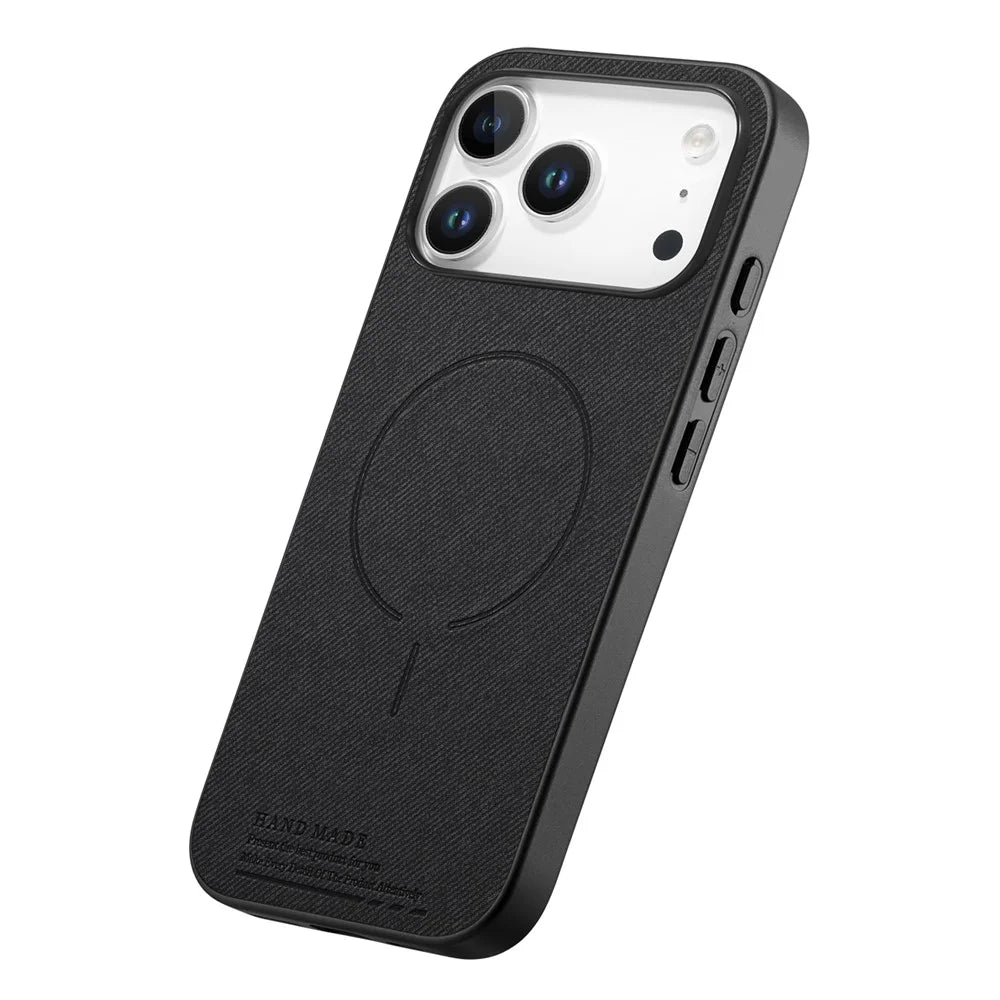 For iPhone 18 Pro / 17 Pro Magnetic Case Cloth Texture PC + TPU + PU Leather Anti-Scratch Phone Cover - Black - 2
