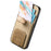For iPhone 18 Pro / 17 Pro Case Cloth Texture TPU PU Leather PC Phone Back Cover with Card Holder Kickstand - Khaki - 3