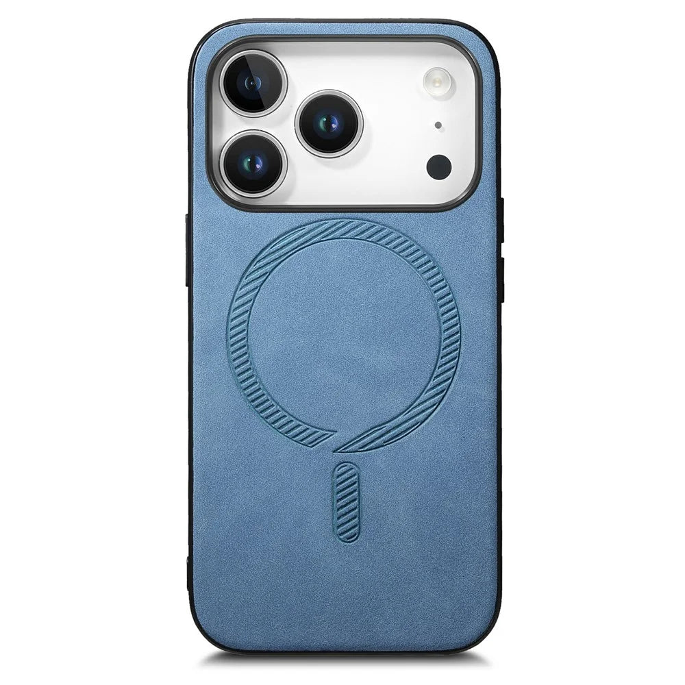 For iPhone 18 Pro / 17 Pro Magnetic Case Skin-touch Leather Back Phone Cover - Blue - 1