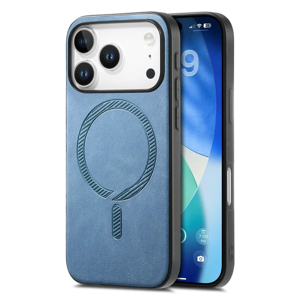 For iPhone 18 Pro / 17 Pro Magnetic Case Skin-touch Leather Back Phone Cover - Blue - 2