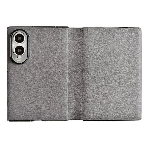 For Samsung Galaxy Z Fold8 Case Simple Design Shockproof PU + PC Phone Back Cover - Grey - 1